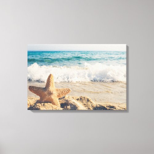 Starfish on a Sandy Beach Photograph Canvas Print