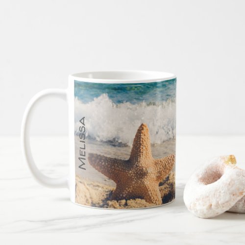 Starfish on a Sandy Beach Photograph Coffee Mug