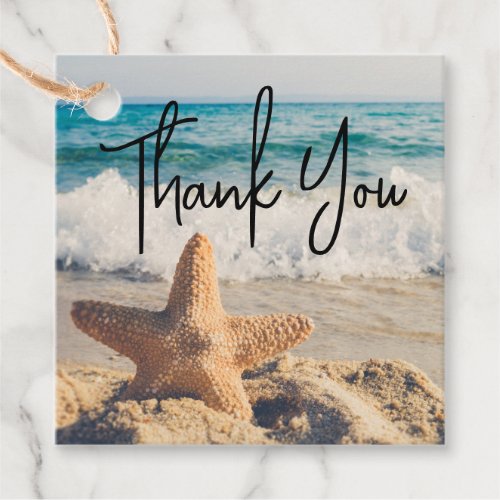 Starfish on a Sandy Beach Photograph Favor Tags