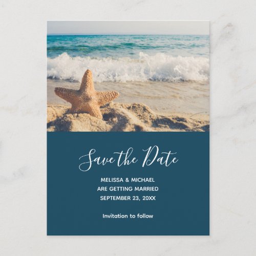 Starfish on a Sandy Beach Photograph Invitation Postcard