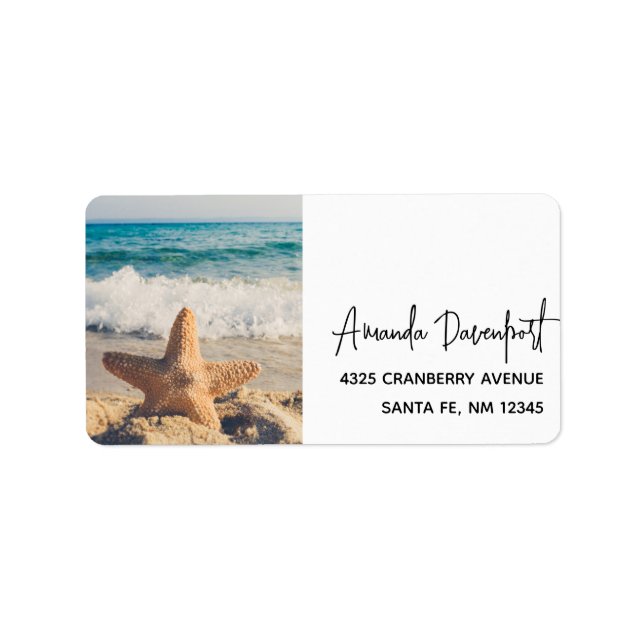 Starfish on a Sandy Beach Photograph Label (Front)