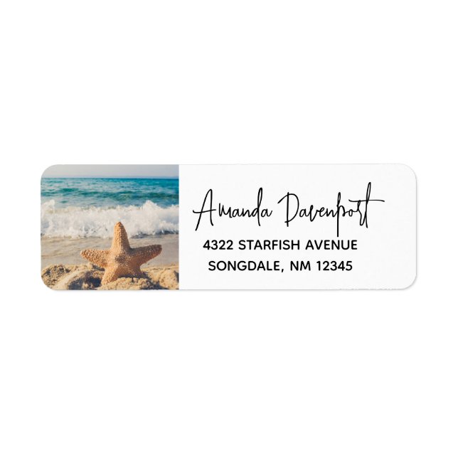 Starfish on a Sandy Beach Photograph Label (Front)