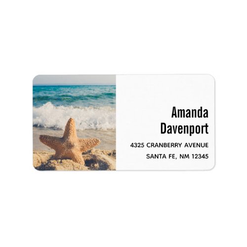 Starfish on a Sandy Beach Photograph Label