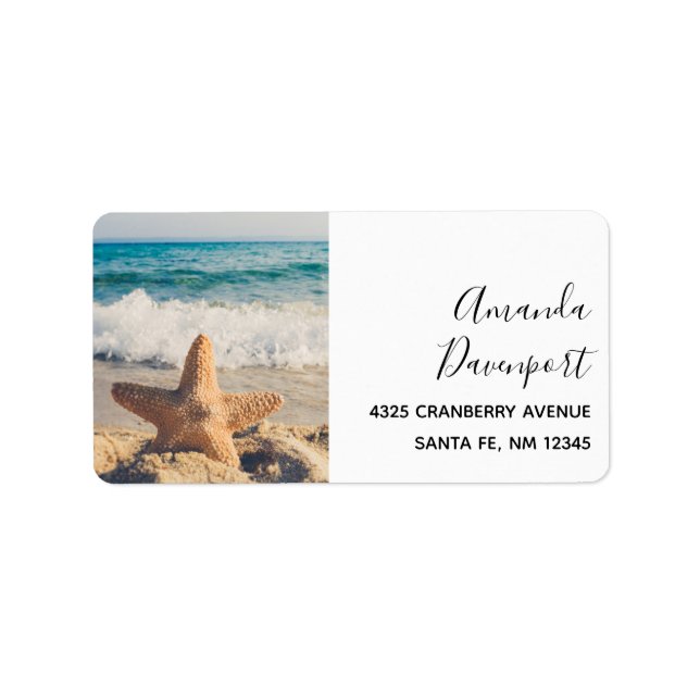 Starfish on a Sandy Beach Photograph Label (Front)