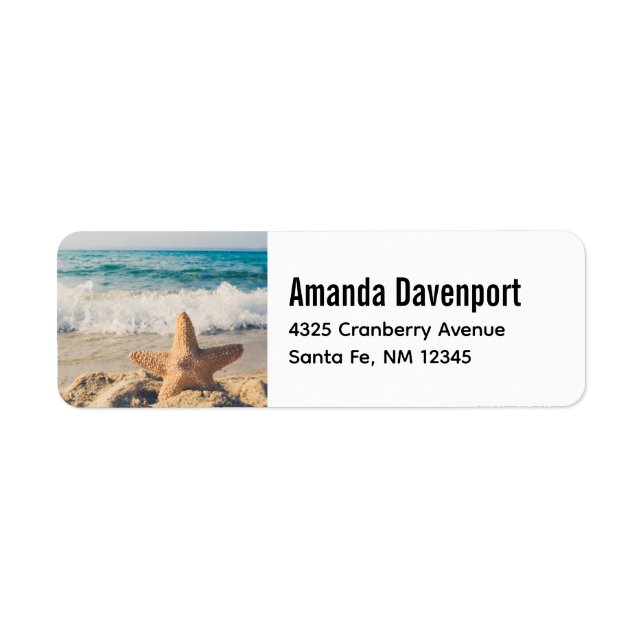 Starfish on a Sandy Beach Photograph Label (Front)