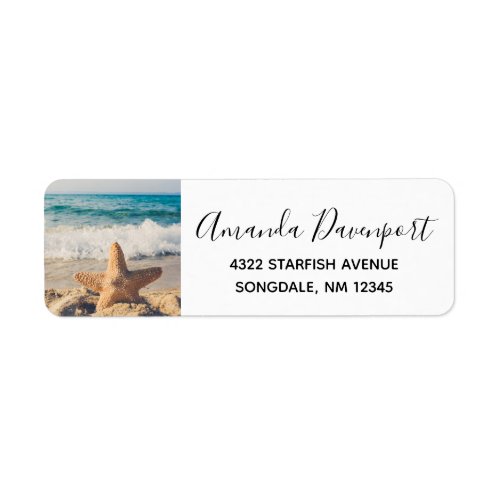 Starfish on a Sandy Beach Photograph Label