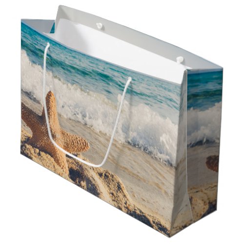 Starfish on a Sandy Beach Photograph Large Gift Bag