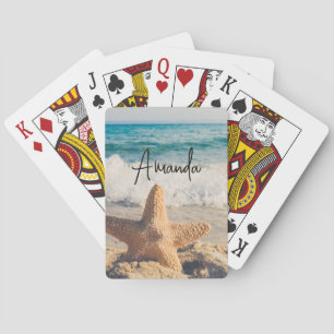 Starfish on a Sandy Beach Photograph Poker Cards