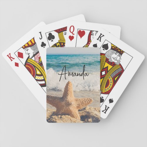 Starfish on a Sandy Beach Photograph Poker Cards