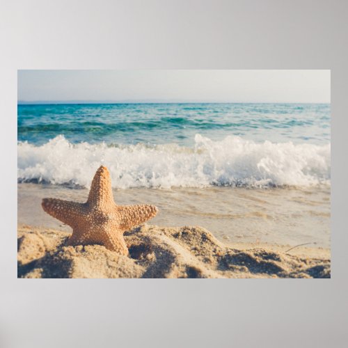 Starfish on a Sandy Beach Photograph Poster