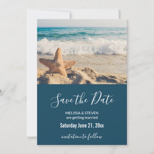 Starfish on a Sandy Beach Photograph Save The Date