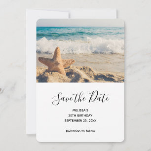 Starfish on a Sandy Beach Photograph Save The Date