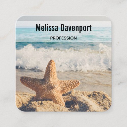 Starfish on a Sandy Beach Photograph Square Business Card