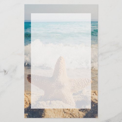 Starfish on a Sandy Beach Photograph Stationery