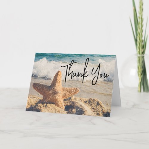 Starfish on a Sandy Beach Photograph Thank You Card