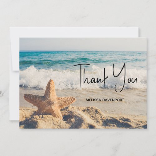 Starfish on a Sandy Beach Photograph Thank You Card