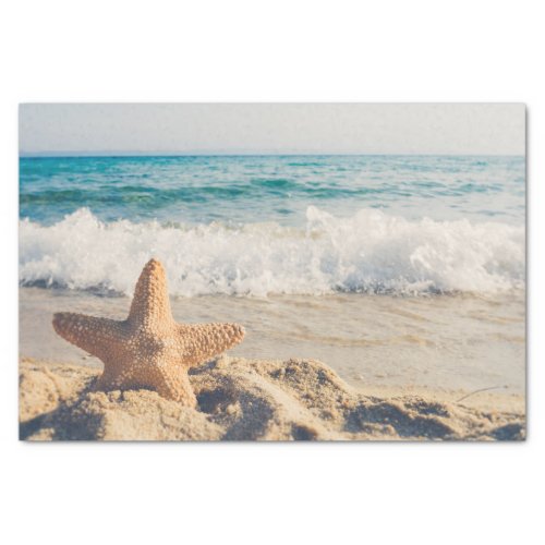 Starfish on a Sandy Beach Photograph Tissue Paper