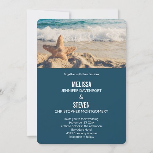 Starfish on a Sandy Beach Photograph Wedding Invitation