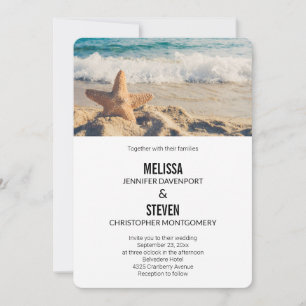Starfish on a Sandy Beach Photograph Wedding Invitation