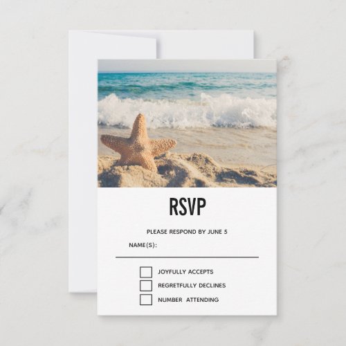 Starfish on a Sandy Beach Photograph Wedding RSVP Card