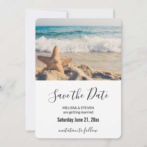 Starfish on a Sandy Beach Photograph Wedding Save The Date