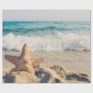 Starfish on a Sandy Beach Photograph Wrapping Paper
