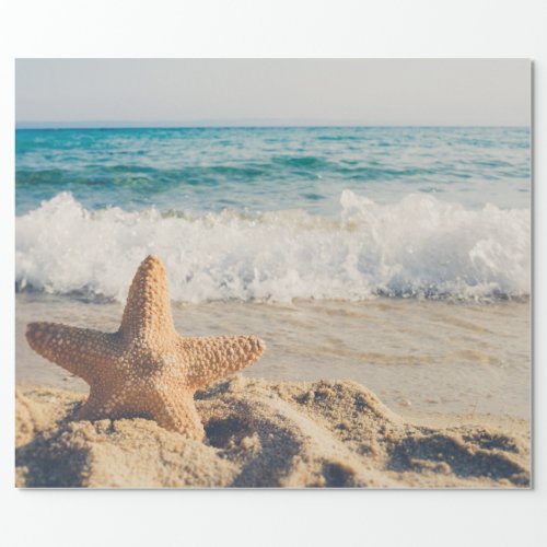 Starfish on a Sandy Beach Photograph Wrapping Paper