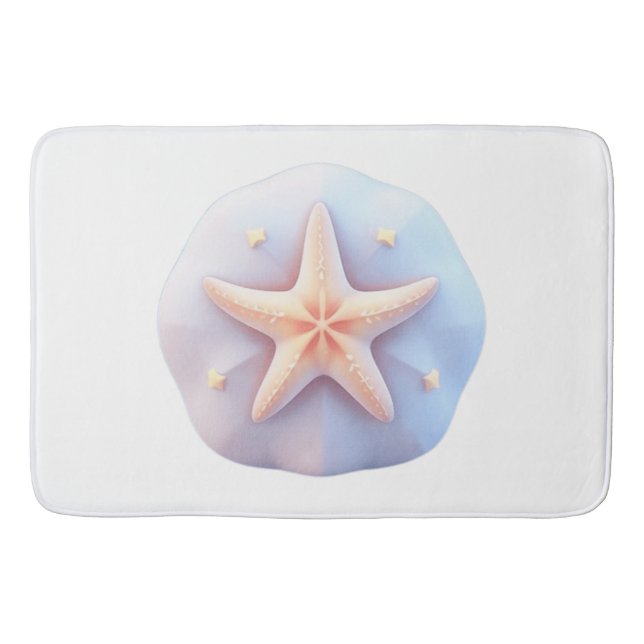 Starfish on a Unique-Shaped Stone Bath Mat (Front)