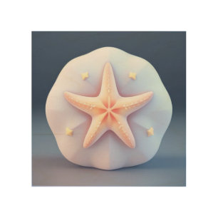 Starfish on a Unique-Shaped Stone Wood Wall Art
