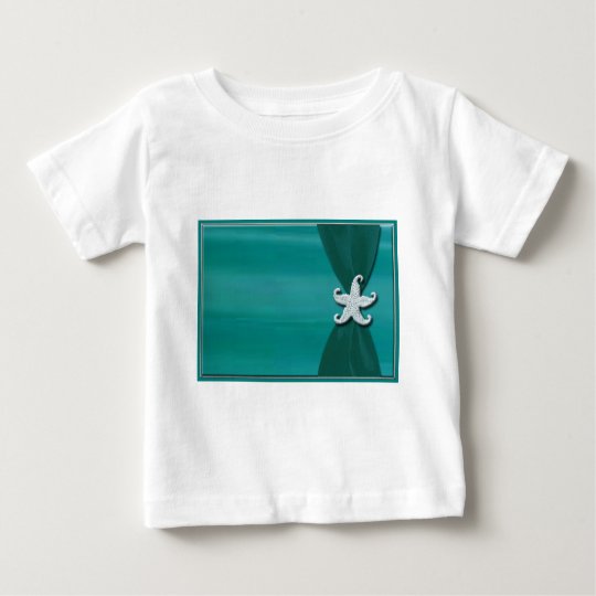 Starfish on aqua ribbon with silver trim baby T-Shirt