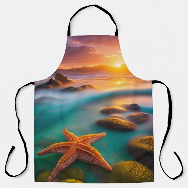 Starfish on beach at Dawn  Apron (Front)