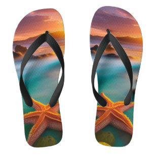 Starfish on beach at Dawn Flip Flops