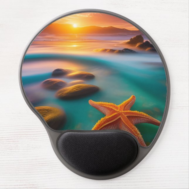 Starfish on beach at Dawn   Gel Mouse Pad (Front)