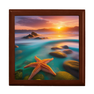 Starfish on beach at Dawn  Gift Box