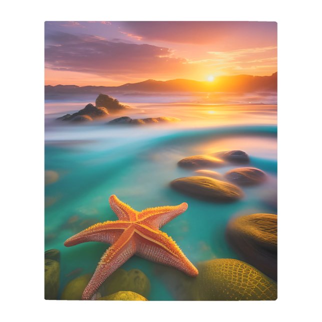 Starfish on beach at Dawn  Metal Print (Front)