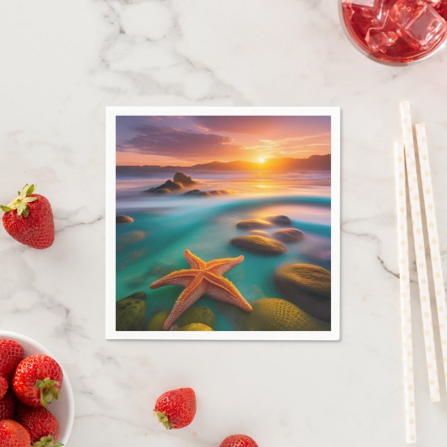 Starfish on beach at Dawn  Napkins (Insitu)