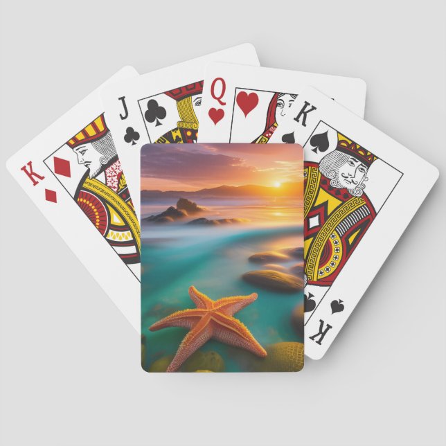 Starfish on beach at Dawn  Poker Cards (Back)