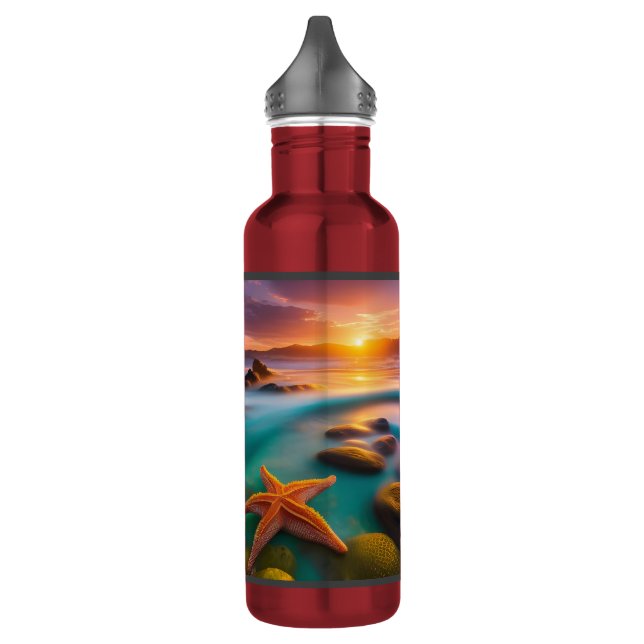 Starfish on beach at Dawn   Thermal Tumbler Stainless Steel Water Bottle (Left)
