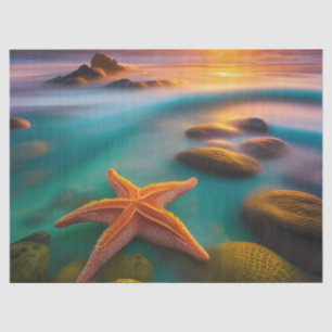 Starfish on beach at Dawn Tissue Paper