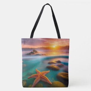 Starfish on beach at Dawn Tote Bag