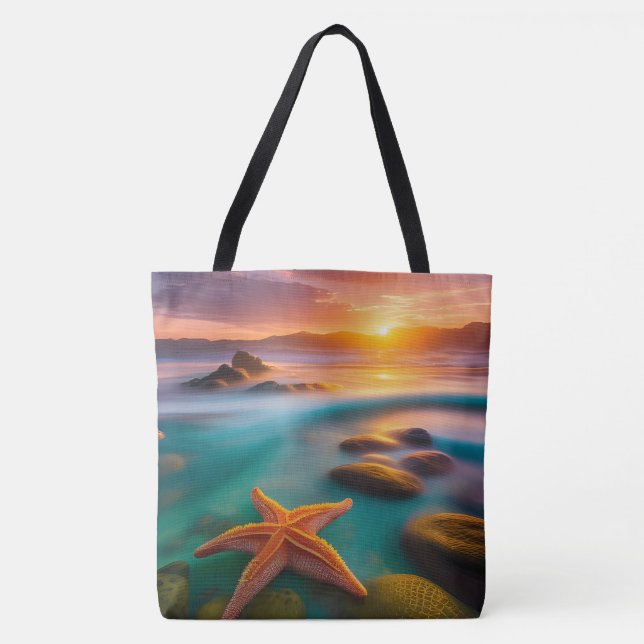 Starfish on beach at Dawn  Tote Bag (Front)