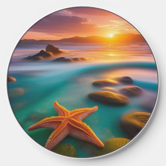 Starfish on beach at Dawn Wireless Charger (Front)