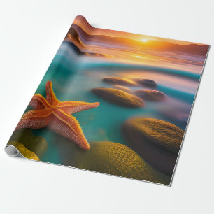 Starfish on beach at Dawn Wrapping Paper