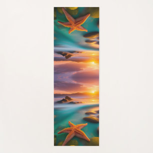 Starfish on beach at Dawn Yoga Mat