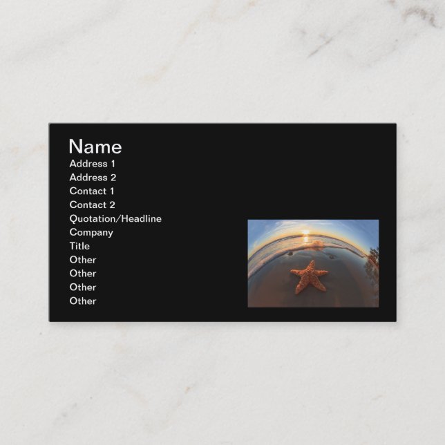 Starfish on Beach at Sunset Business Card (Front)