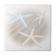 Starfish on Beach Sand Ceramic Tile