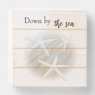 Starfish on Beach Sand  Wooden Box Sign