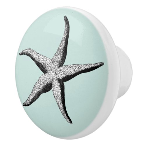 Starfish on customizable background color ceramic knob