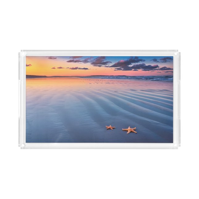 Starfish On Sand Acrylic Tray (Front)