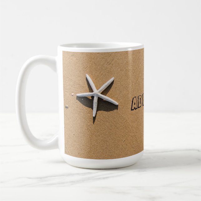 Starfish on Sandy Beach Coffee Mug (Left)